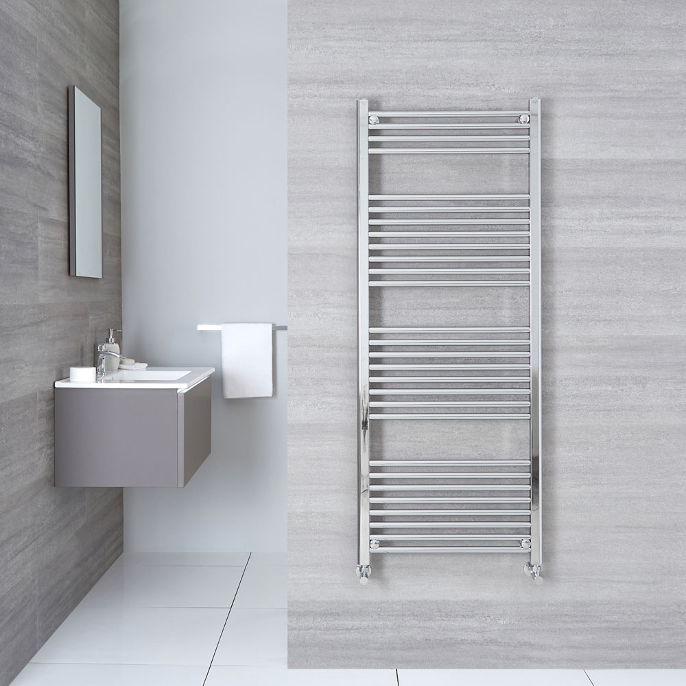 Linosa - Hydronic Chrome Flat Heated Towel Warmer - 59" x 19.75"