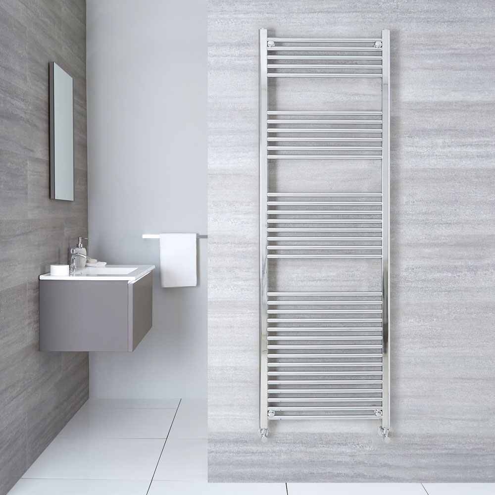 Linosa - Hydronic Chrome Flat Heated Towel Warmer - 70.75" x 19.75"