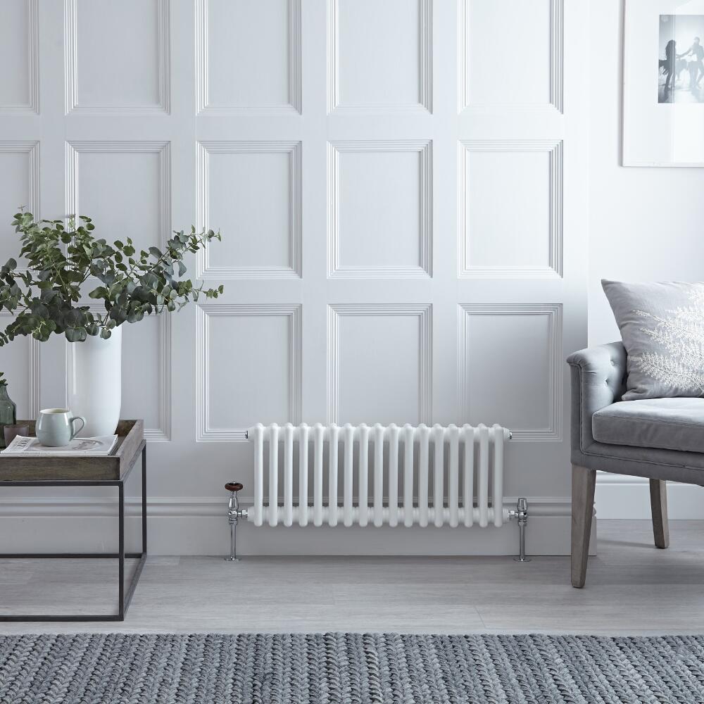 Regent - White Horizontal 3-Column Traditional Cast-Iron Style Radiator - 11.75" x 23.5"
