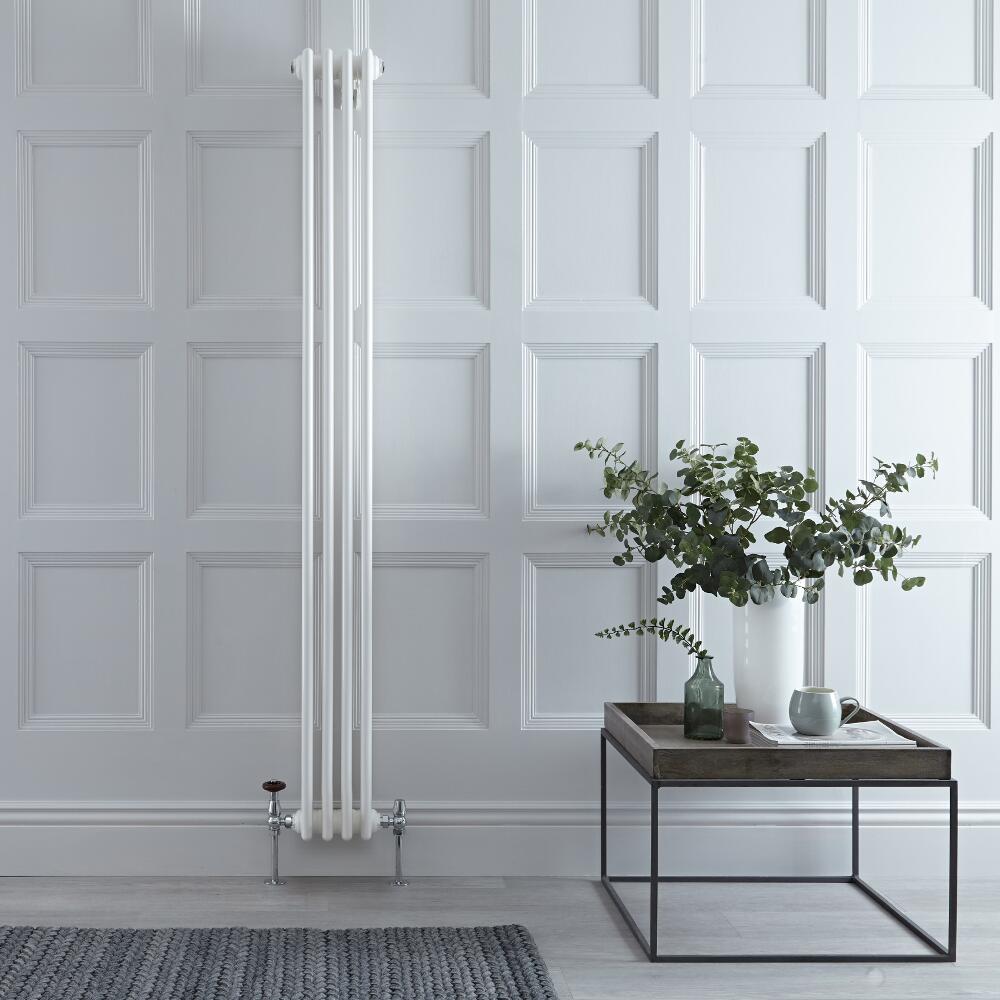 Regent - White Vertical 3-Column Traditional Cast-Iron Style Radiator - 70.75" x 8"