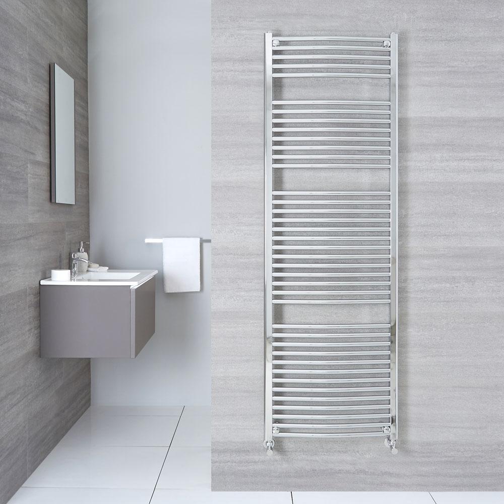 Etna - Hydronic Chrome Curved Heated Towel Warmer - 70.75" x 23.5"