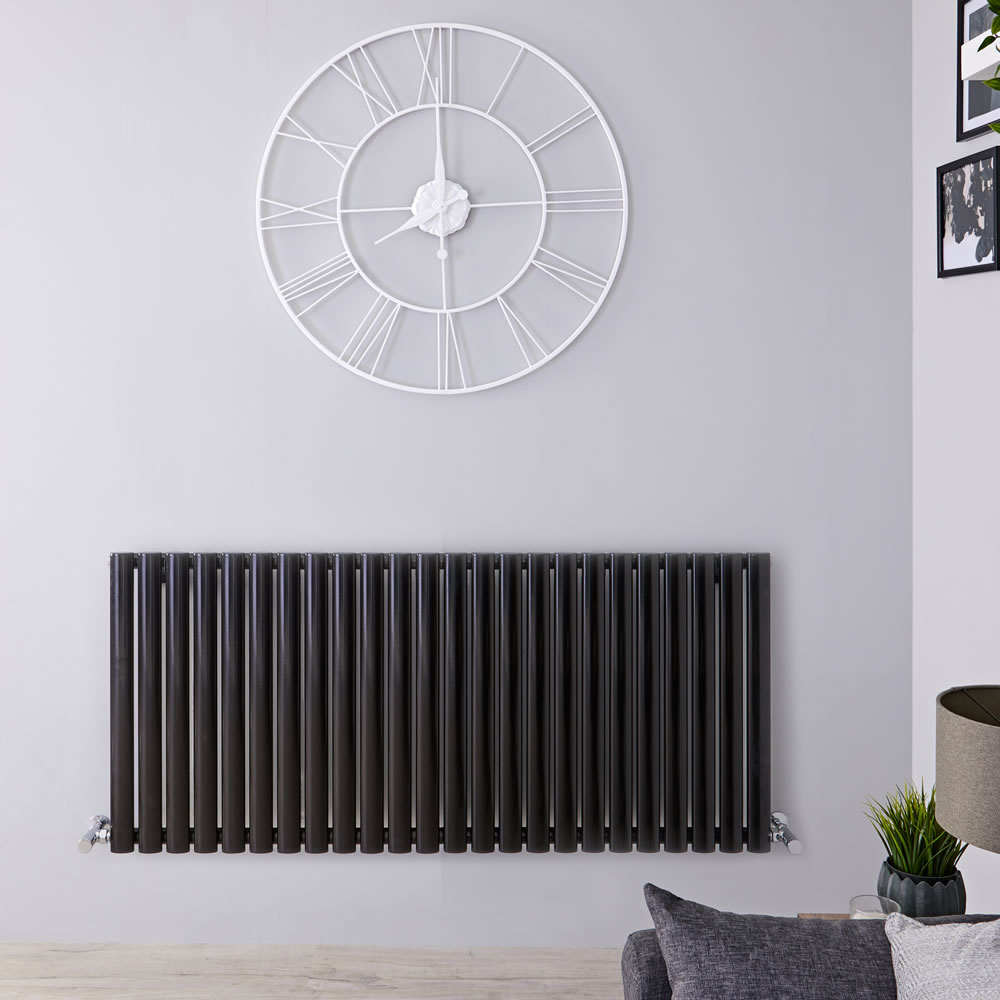 Revive - Black Horizontal Single-Panel Designer Radiator - 25" x 55.5"