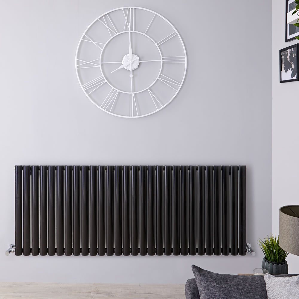 Revive - Black Horizontal Single-Panel Designer Radiator - 25" x 64.75"