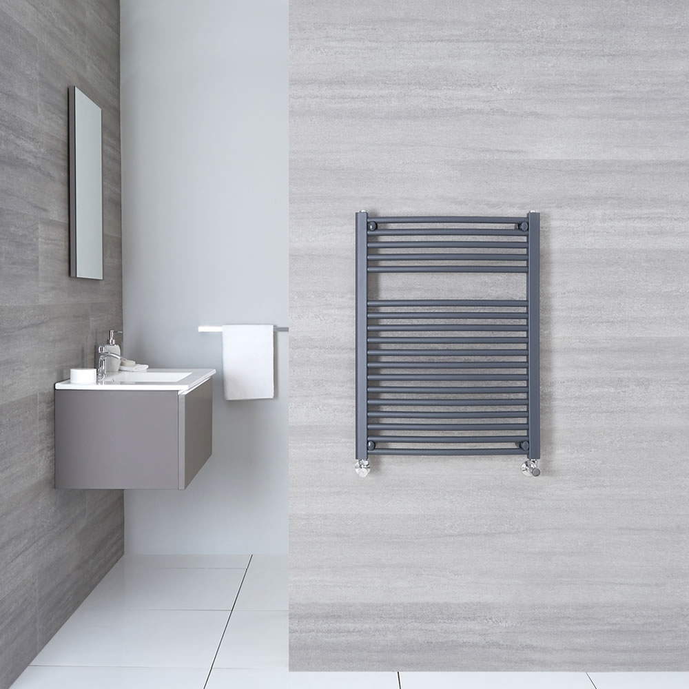 Loa - Hydronic Anthracite Flat Heated Towel Warmer - 31.5" x 19.75"