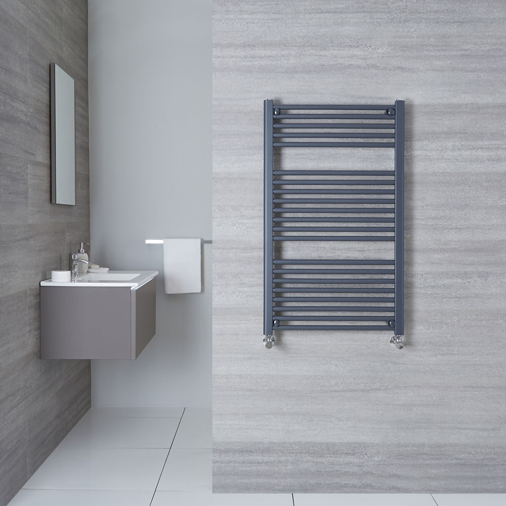 Loa - Hydronic Anthracite Flat Heated Towel Warmer - 39.25" x 23.5"