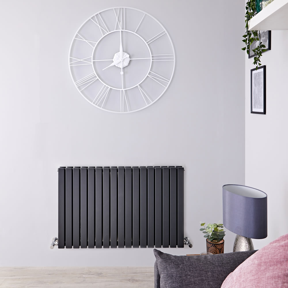 Sloane - Anthracite Horizontal Double Flat-Panel Designer Radiator - 25" x 39.25"