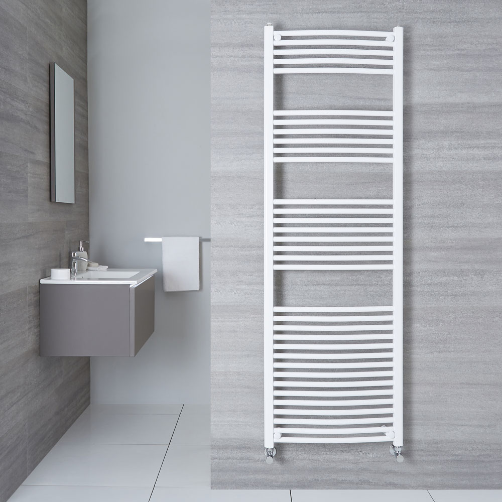Etna - Hydronic White Curved Heated Towel Warmer - 70.75" x 23.5"