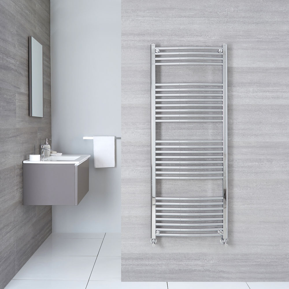 Etna - Hydronic Chrome Curved Heated Towel Warmer - 59" x 23.5"