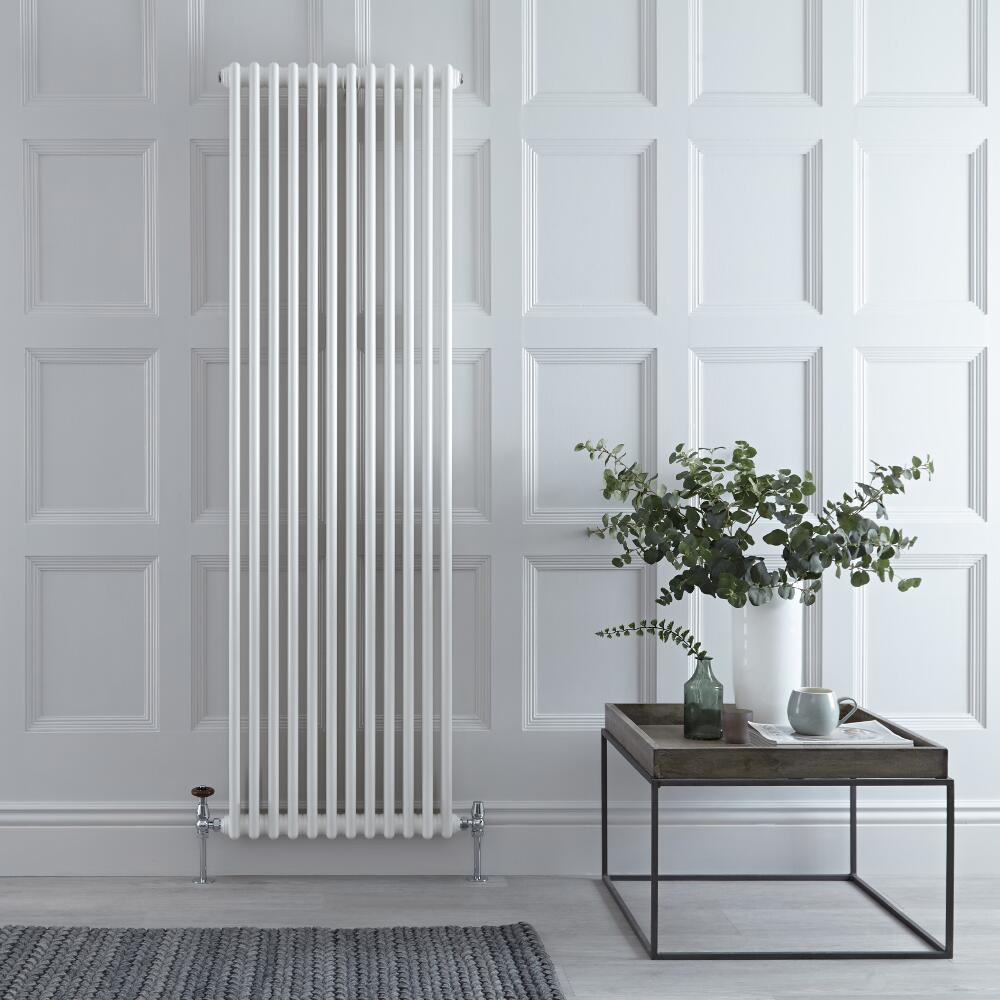 Regent - White Vertical 2-Column Traditional Cast-Iron Style Radiator - 70.75" x 22"