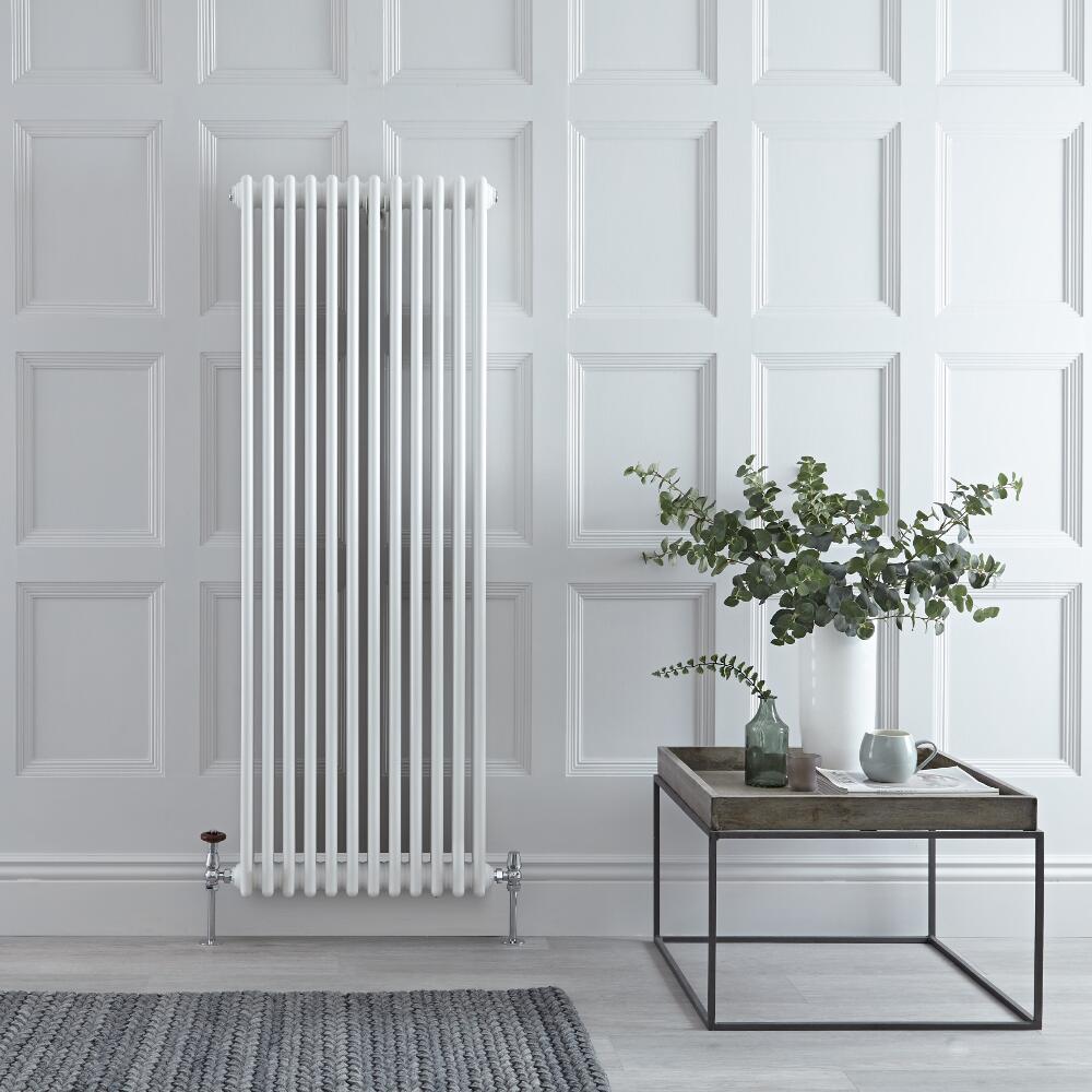 Regent - White Vertical 3-Column Traditional Cast-Iron Style Radiator - 59" x 22.25"