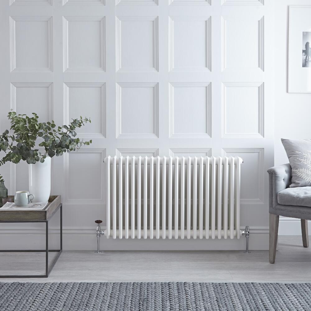 Regent - White Horizontal 3-Column Traditional Cast-Iron Style Radiator - 23.5" x 39"