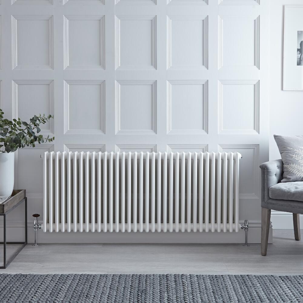 Regent - White Horizontal 3-Column Traditional Cast-Iron Style Radiator - 23.5" x 57.75"
