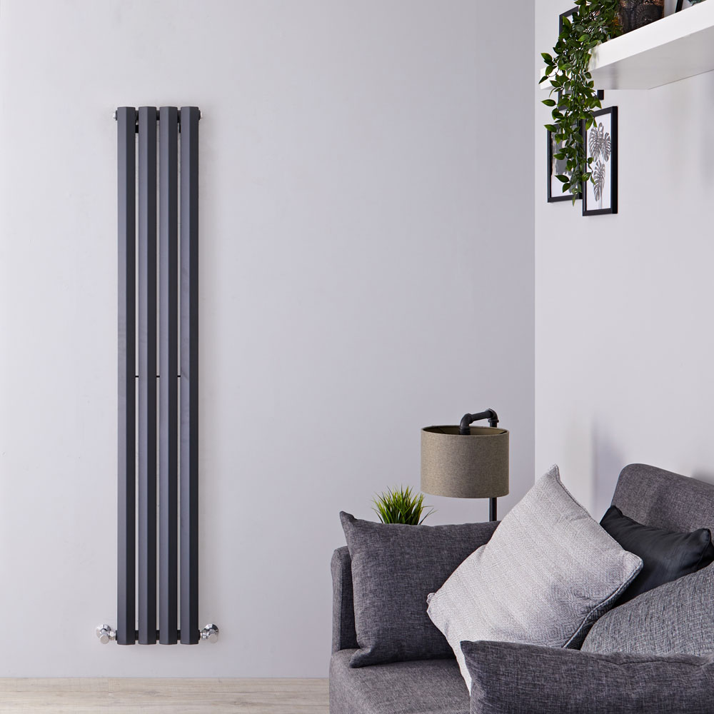 Edifice - Anthracite Vertical Single-Panel Designer Radiator - 70" x 11"