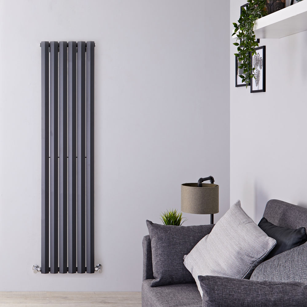 Edifice - Anthracite Vertical Single-Panel Designer Radiator - 70" x 16.5"