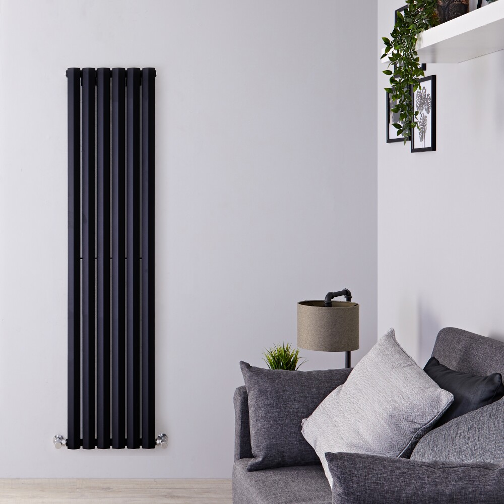 Edifice - Black Vertical Single-Panel Designer Radiator - 70" x 16.5"