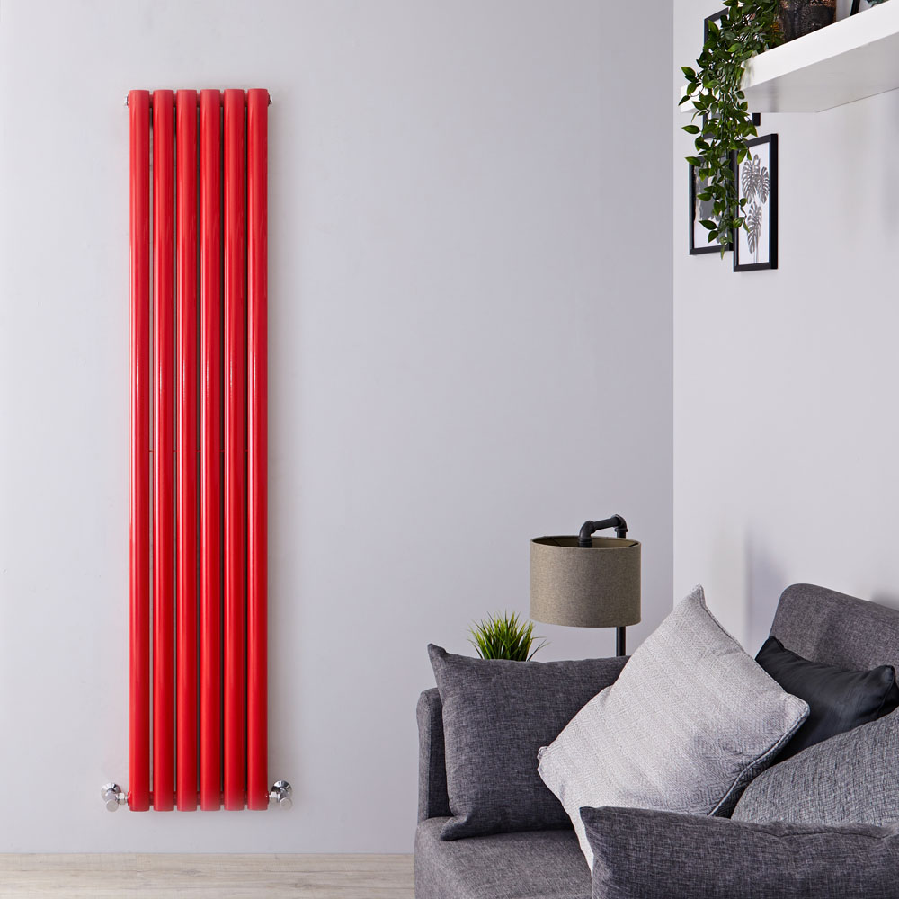 Revive - Red Vertical Double-Panel Designer Radiator - 70.75" x 14"