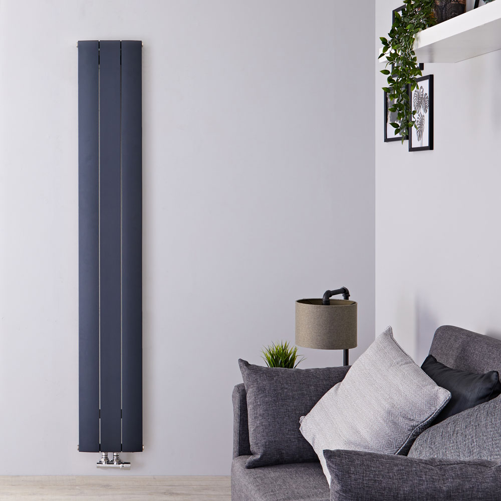 Aurora - Anthracite Aluminum Vertical Designer Radiator - 63" x 11"