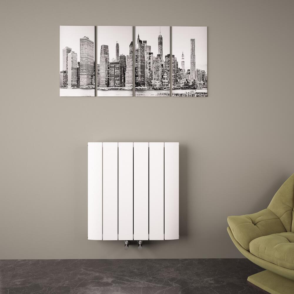 Aurora - White Aluminum Horizontal Designer Radiator - 23.5" x 22.25"