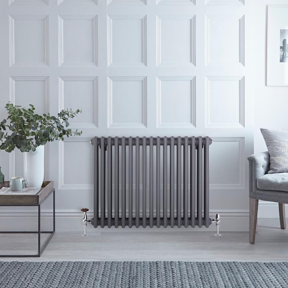 Regent - Anthracite Horizontal 3-Column Traditional Cast-Iron Style Radiator - 23.5" x 30"