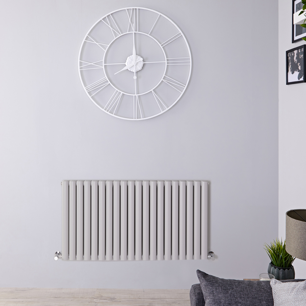 Revive - Light Gray Horizontal Double-Panel Designer Radiator - 25" x 46.5"