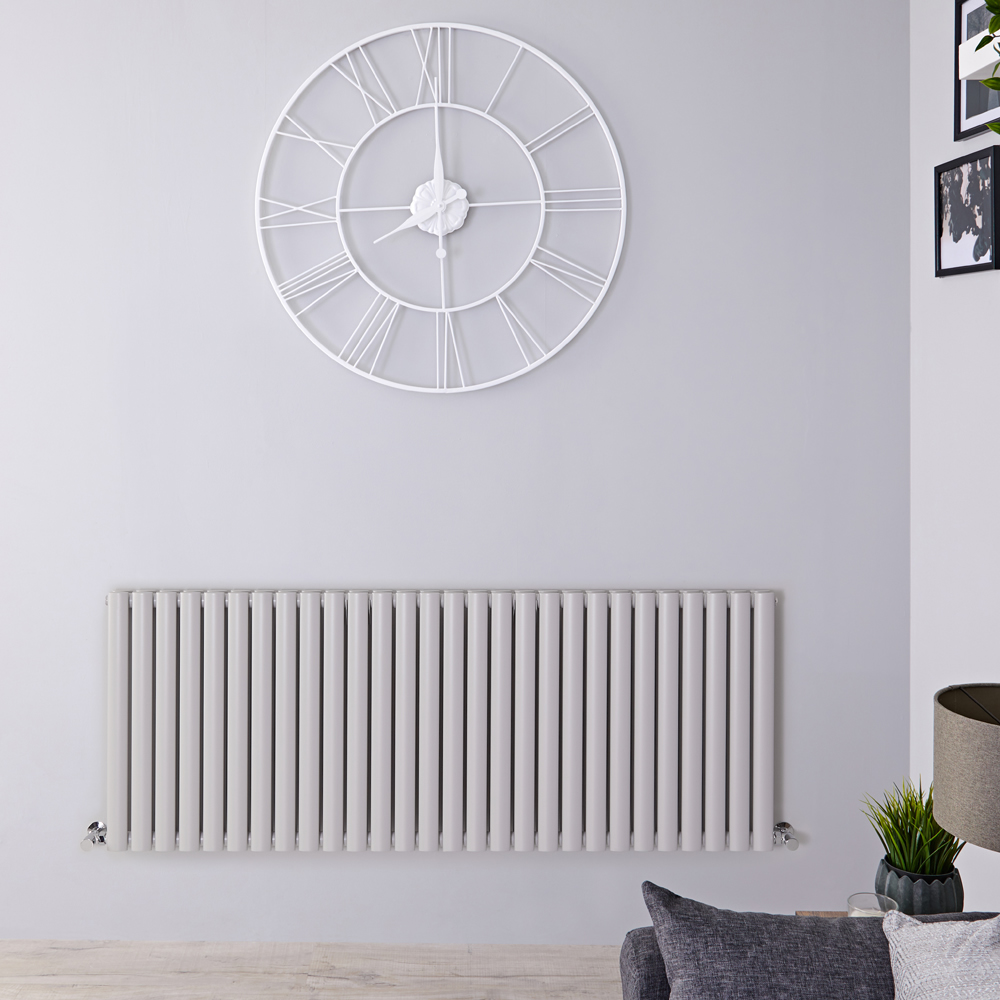 Revive - Light Gray Horizontal Double-Panel Designer Radiator - 25" x 64.75"