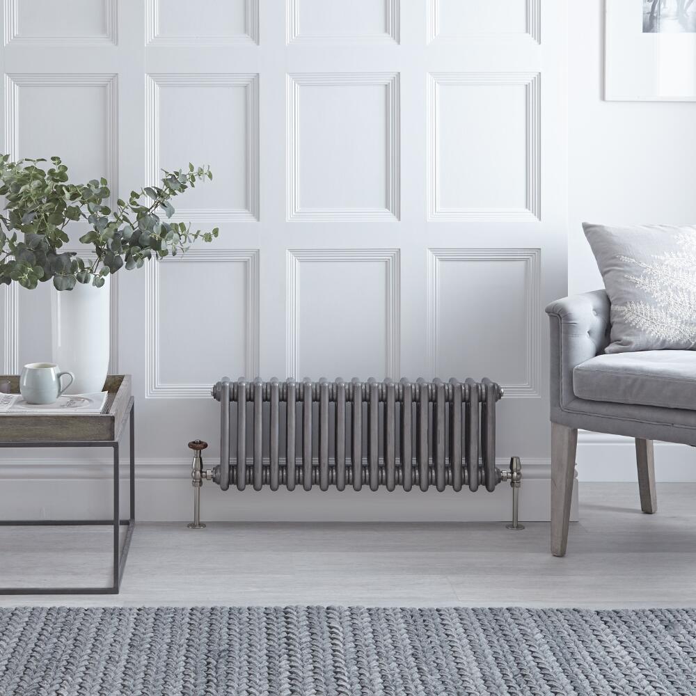 Regent - Raw Metal Lacquered Horizontal 3-Column Traditional Cast-Iron Style Radiator - 11.75'' x 30.25''