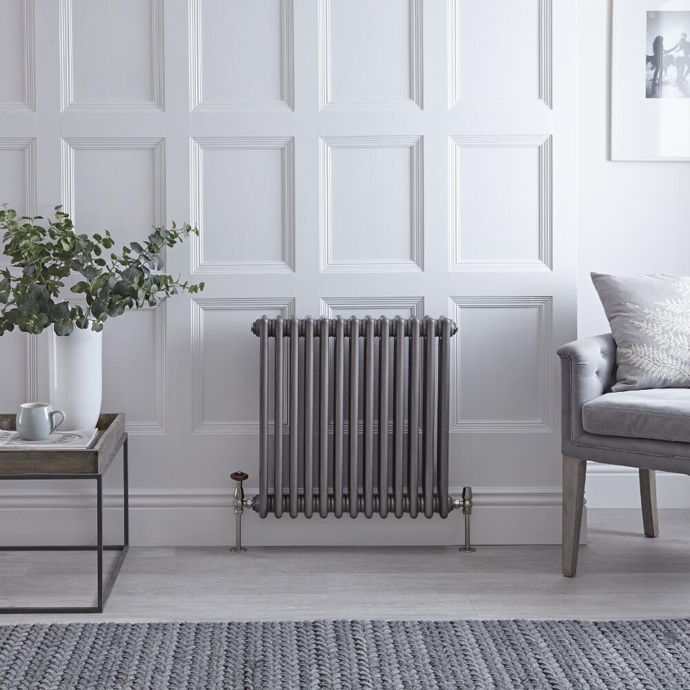 Regent - Raw Metal Lacquered Horizontal 3-Column Traditional Cast-Iron Style Radiator - 23.5'' x 24''