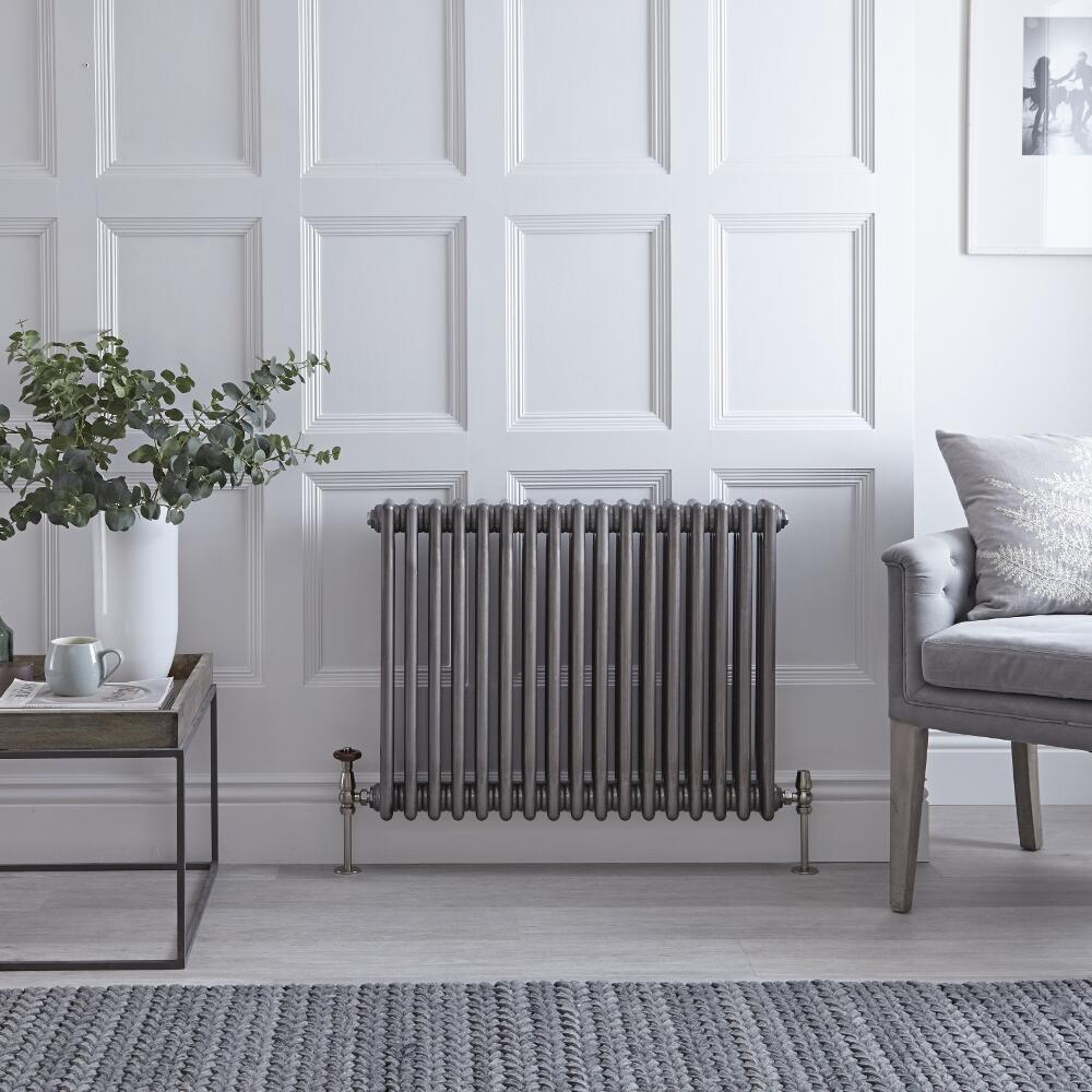 Regent - Raw Metal Lacquered Horizontal 3-Column Traditional Cast-Iron Style Radiator - 23.5'' x 30.25''
