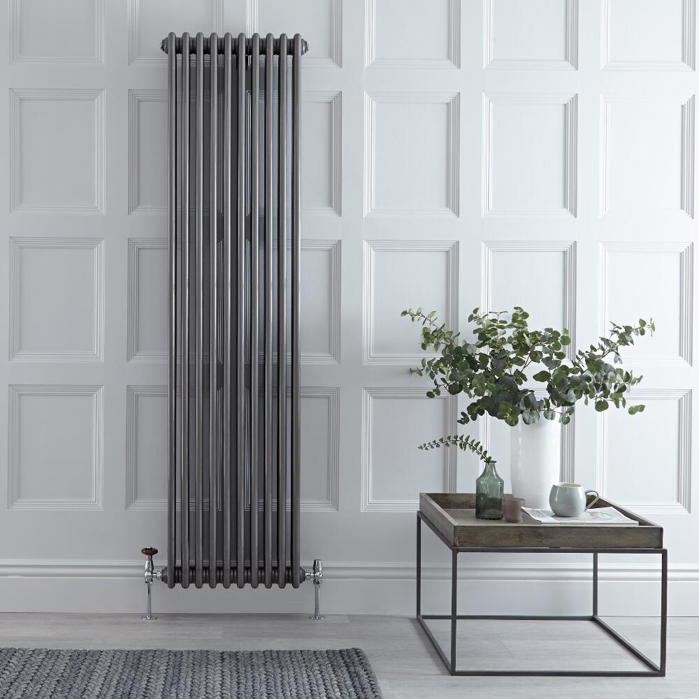 Regent - Raw Metal Lacquered Vertical 3-Column Traditional Cast-Iron Style Radiator - 70.75'' x 18.5''