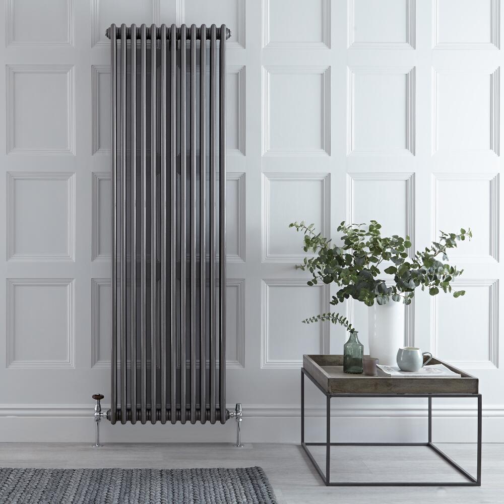 Regent - Raw Metal Lacquered Vertical 3-Column Traditional Cast-Iron Style Radiator - 70.75'' x 22''