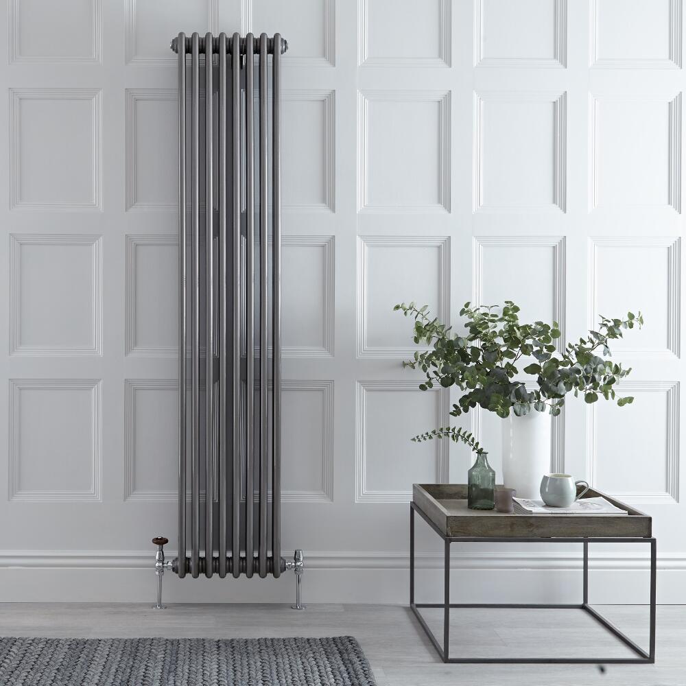 Regent - Raw Metal Lacquered Vertical 3-Column Traditional Cast-Iron Style Radiator - 70.75'' x 15''