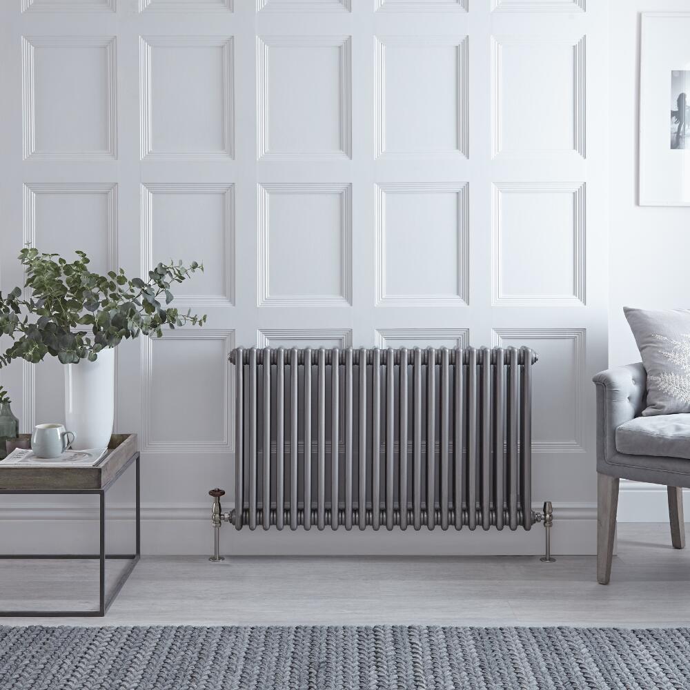 Regent - Raw Metal Lacquered Horizontal 3-Column Traditional Cast-Iron Style Radiator - 23.5'' x 40''