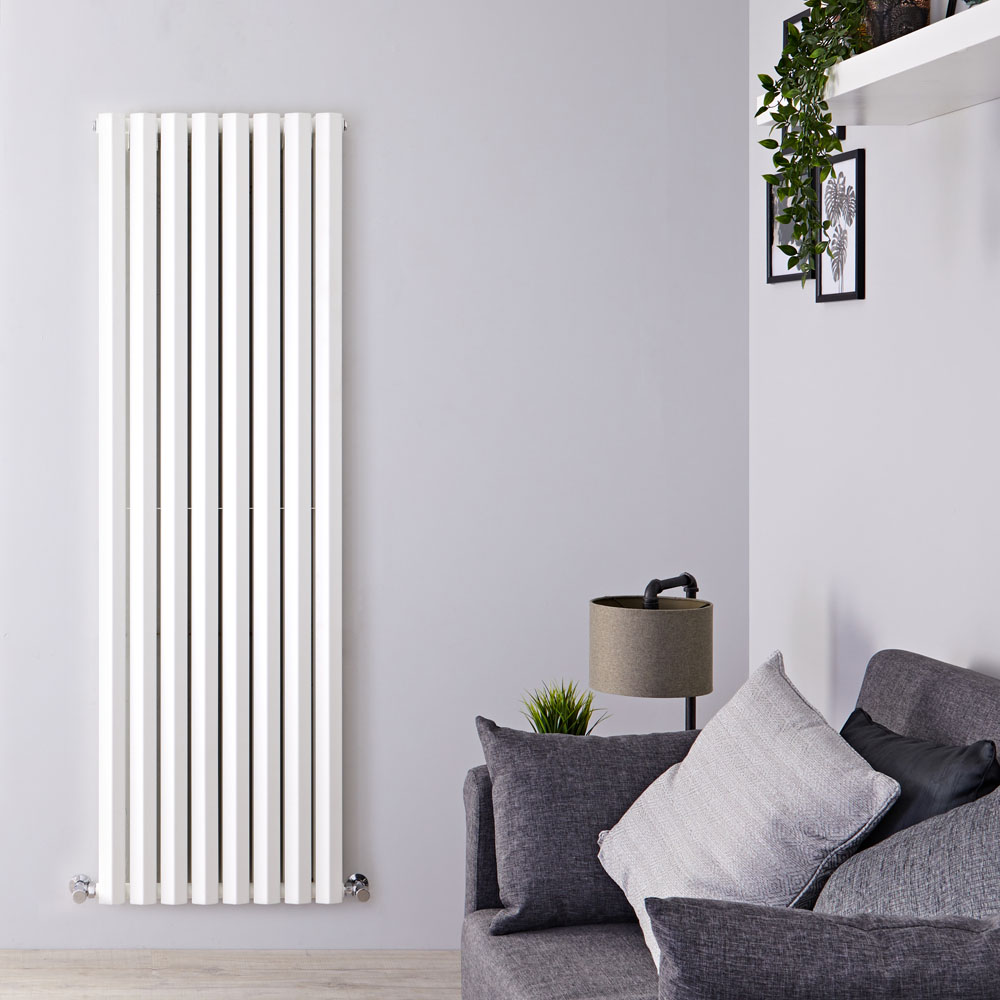 Edifice - White Vertical Double-Panel Designer Radiator - 63" x 22"