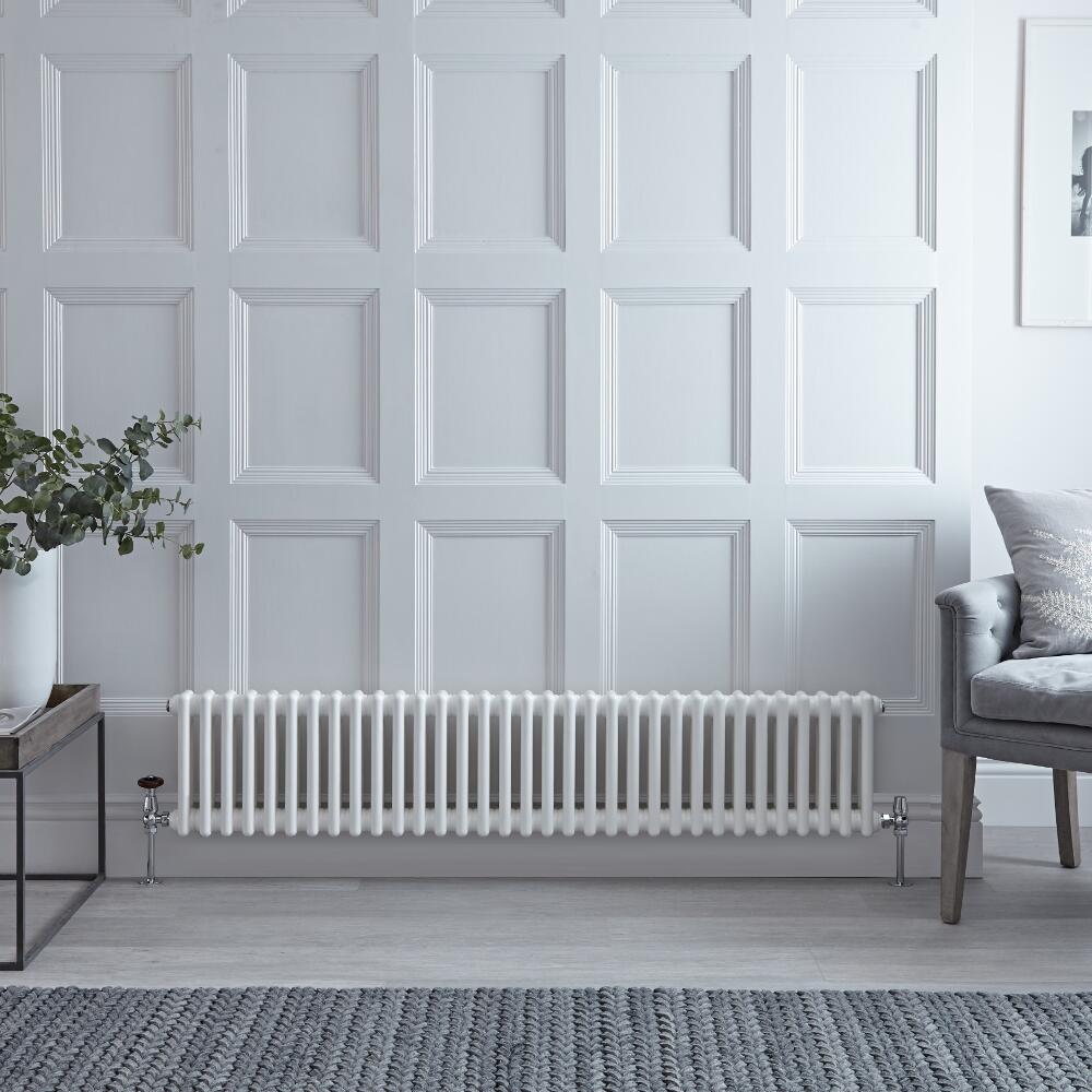 Regent - White Horizontal 2-Column Traditional Cast-Iron Style Radiator - 11.75" x 59.25"