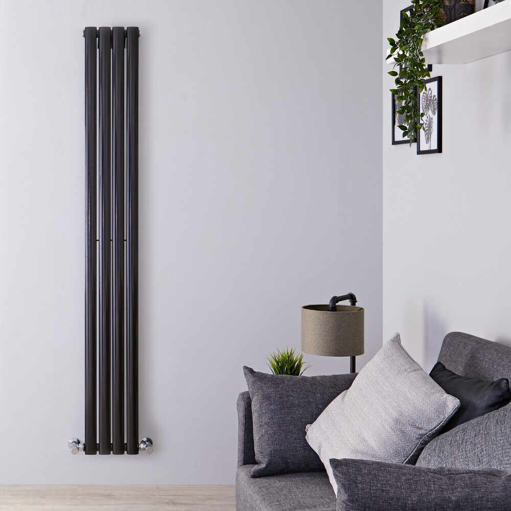 Revive - Black Vertical Single-Panel Designer Radiator - 70" x 9.25"