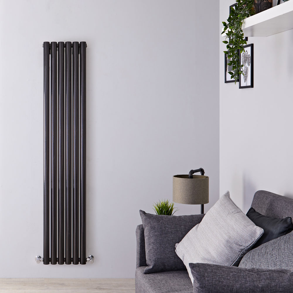 Savy - Black Vertical Single-Panel Designer Radiator - 70" x 14"