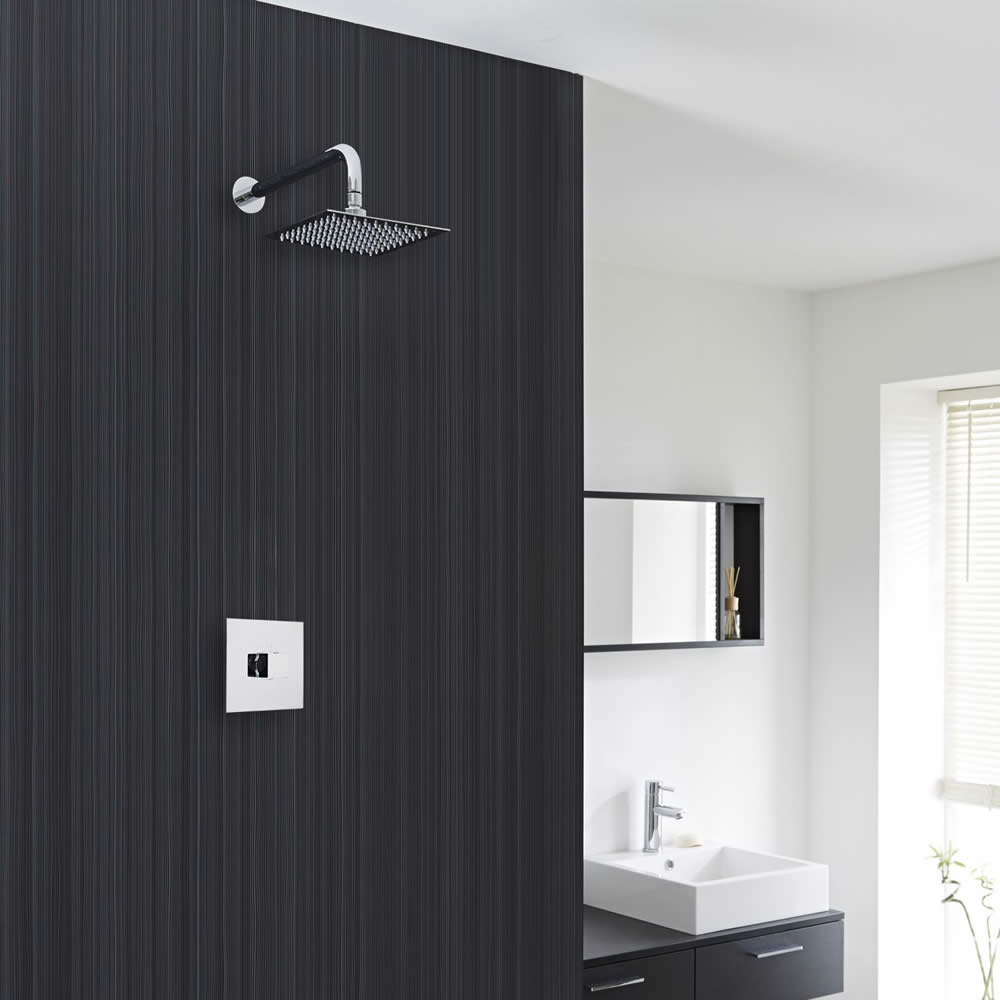 Concealed Shower System with 8" Square Shower Head and Sequential Valve