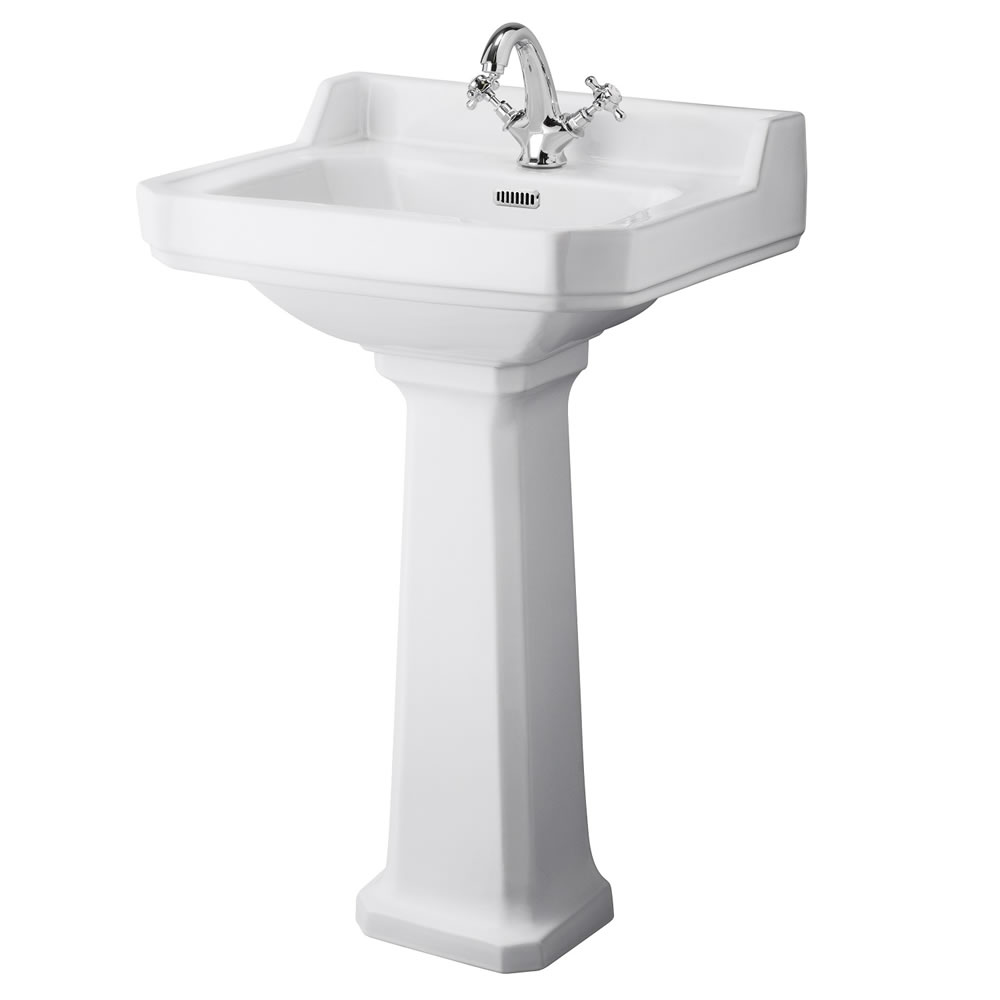 Traditional Carlton Porcelain Sink and Pedestal 23"