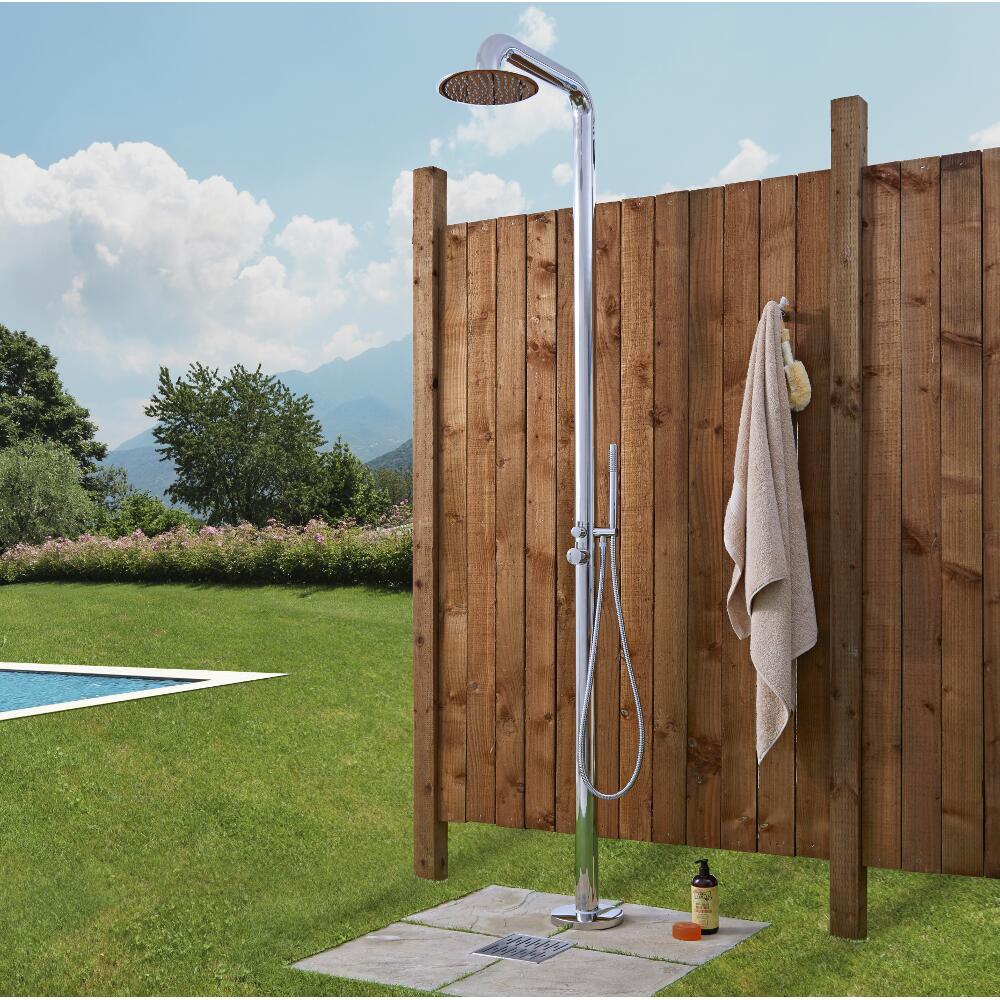 Seville - Freestanding Outdoor Shower with Handshower - Chrome