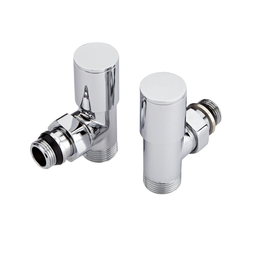 Hudson Reed Round Chrome Manual Angled Radiator Valves (Pair)