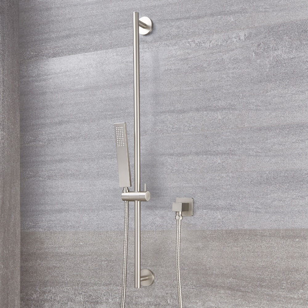 Arcadia Brushed Nickel Slider Rail Kit with Square Handset and Elbow