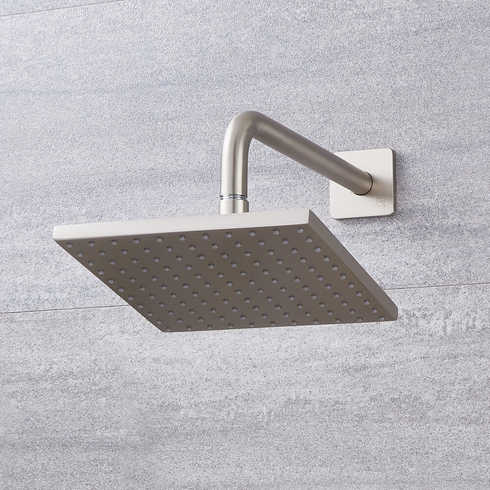 Arcadia 8" Brushed Nickel Square Shower Head with Wall Arm