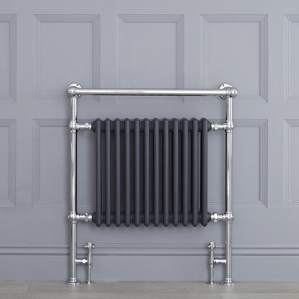 Marquis - Anthracite Traditional Heated Towel Warmer with Shelf - 36.75" x 31.25"