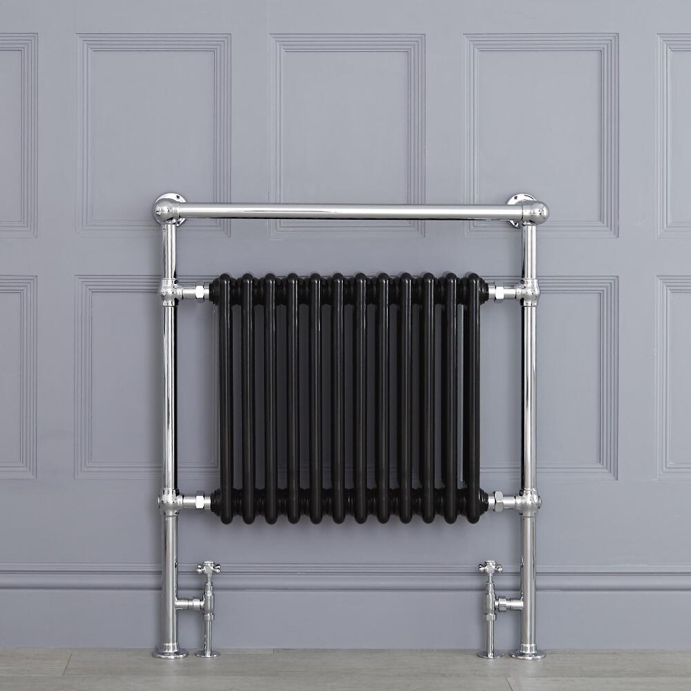 Marquis - Black Traditional Heated Towel Warmer with Shelf - 36.75" x 31.25"