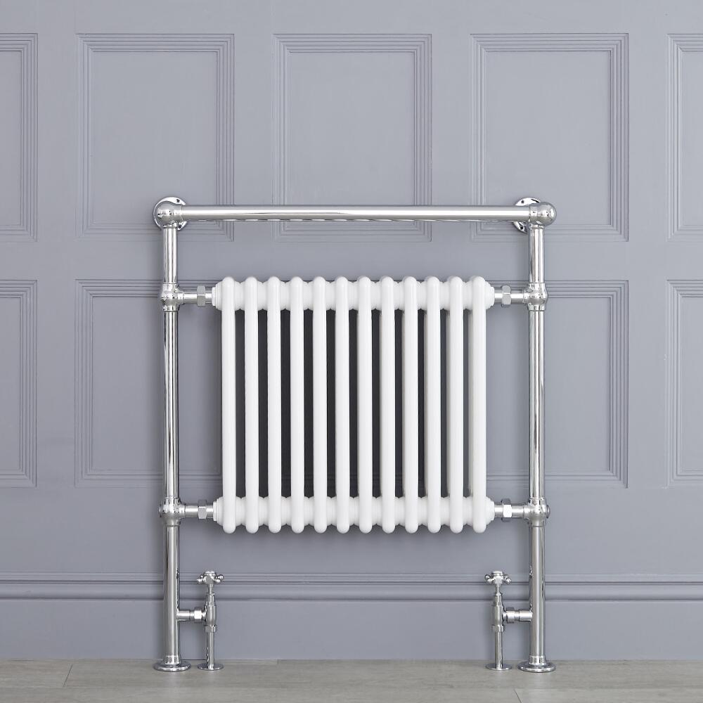 Marquis - White Traditional Heated Towel Warmer with Shelf - 36.75" x 31.25"
