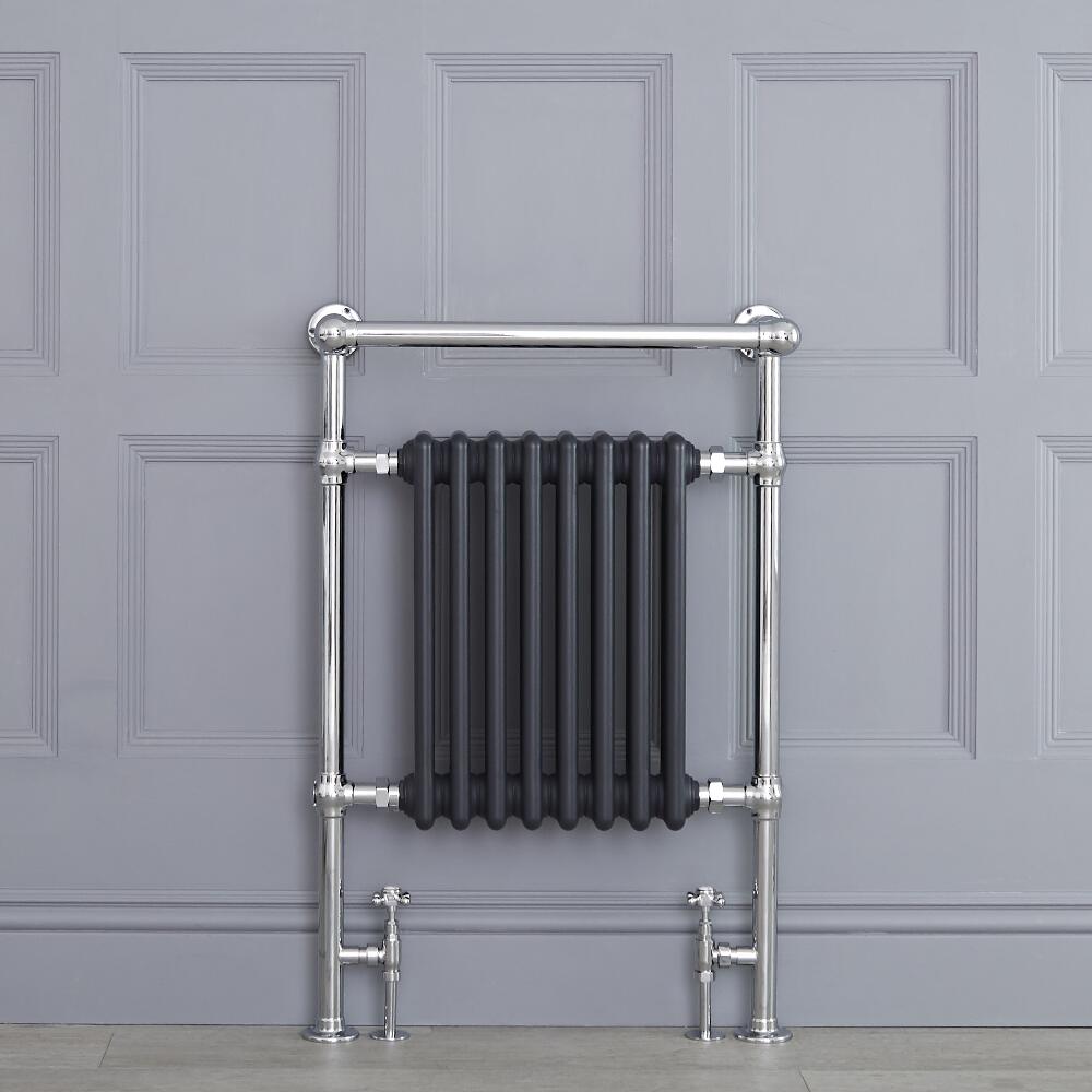 Marquis - Anthracite Traditional Heated Towel Warmer with Shelf - 36.75" x 24.5"