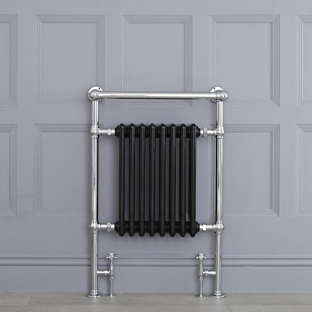 Marquis - Black Traditional Heated Towel Warmer with Shelf - 36.75" x 24.5"
