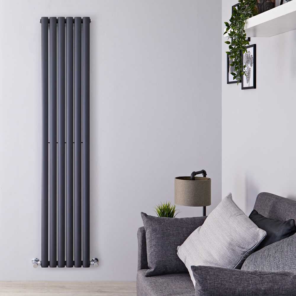 Revive - Anthracite Vertical Single-Panel Designer Radiator - 70" x 14"