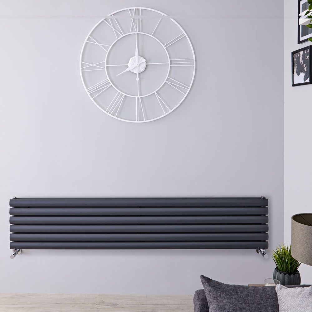 Revive - Anthracite Horizontal Double-Panel Designer Radiator - 14" x 70"