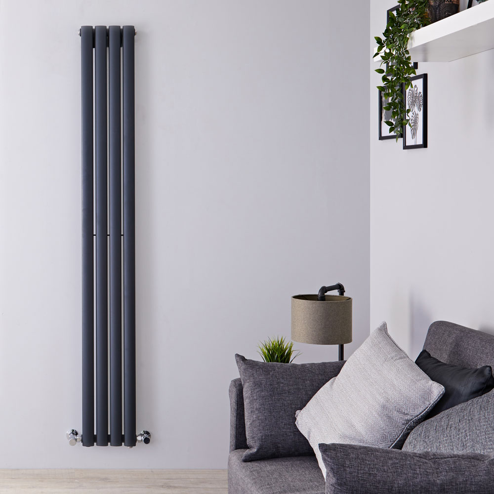 Revive - Anthracite Vertical Single-Panel Designer Radiator - 70" x 9.25"